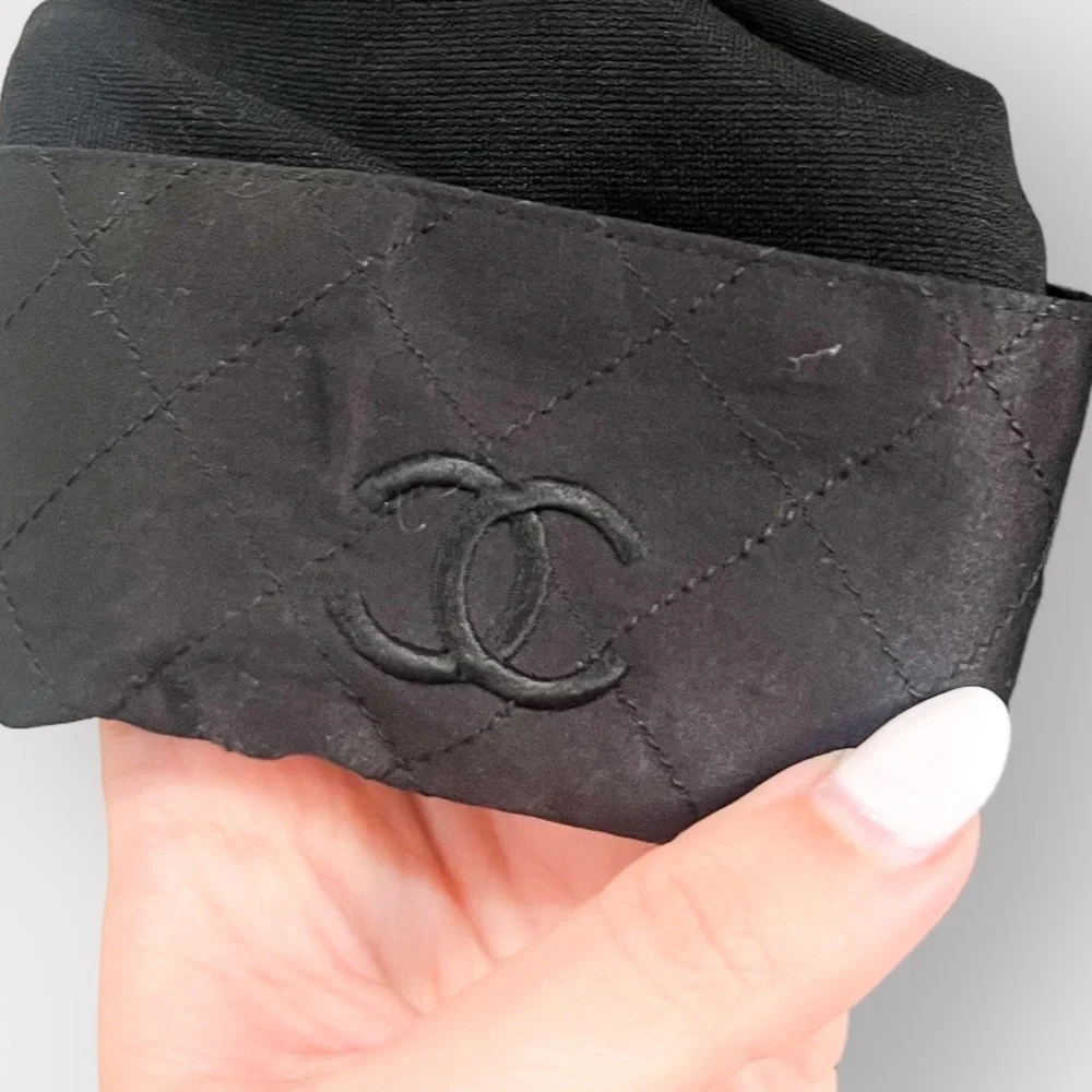 CHANEL Black Quilted Logo Uniform Top (Sz XS)